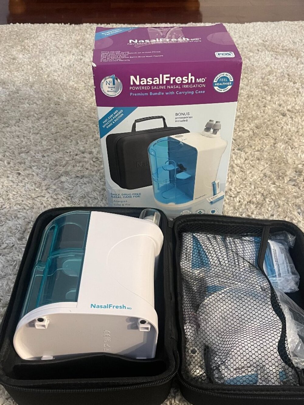 NasalFresh MD Powered Nasal Irrigation System New Open Box Bundle